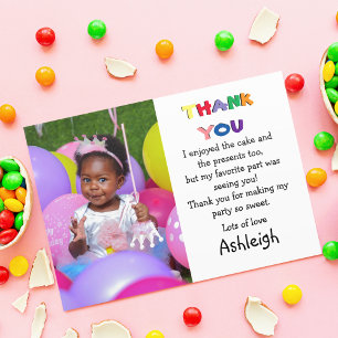 Carte De Remerciements Cute photo plat