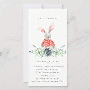 Carte De Remerciements Cute Pink Bunny Jardin Fauna Baby shower Invitatio