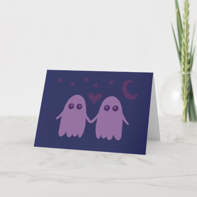 Carte De Remerciements Cute Purple Ghost Card (Devant)