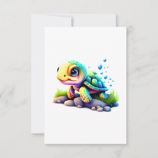 Carte De Remerciements Cute Rainbow Turtle (Devant)