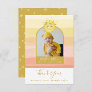 Carte De Remerciements Cute rose Boho Rainbow Ray of Sunshine Baby shower