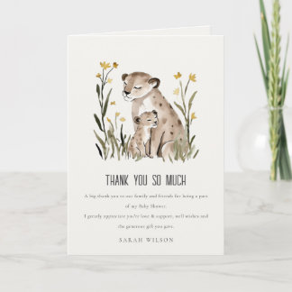 Carte De Remerciements Cute Rustic Mum and Baby Tiger Foliage Baby Shower