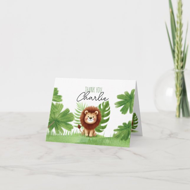 Carte De Remerciements Cute Safari Lion Birthday (Devant)
