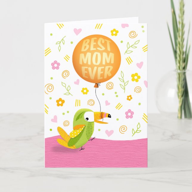 Carte De Remerciements Cute Sassy Bird and Balloon Mother's Day Card (Devant)