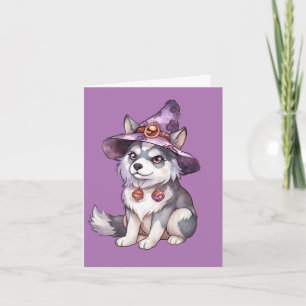 Carte De Remerciements Cute Siberian Husky Chien en Casquette sorcier