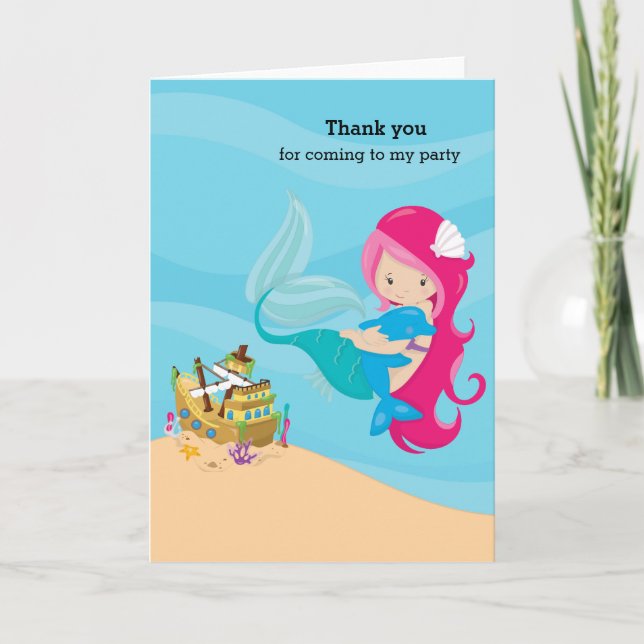 Carte De Remerciements Cute sirène (Devant)