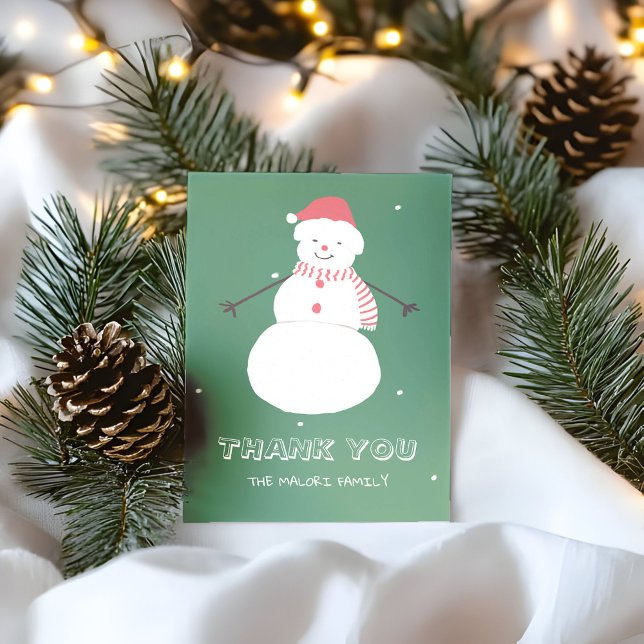 Carte De Remerciements Cute Snowman | Conception de Noël fantastique (Créateur téléchargé)
