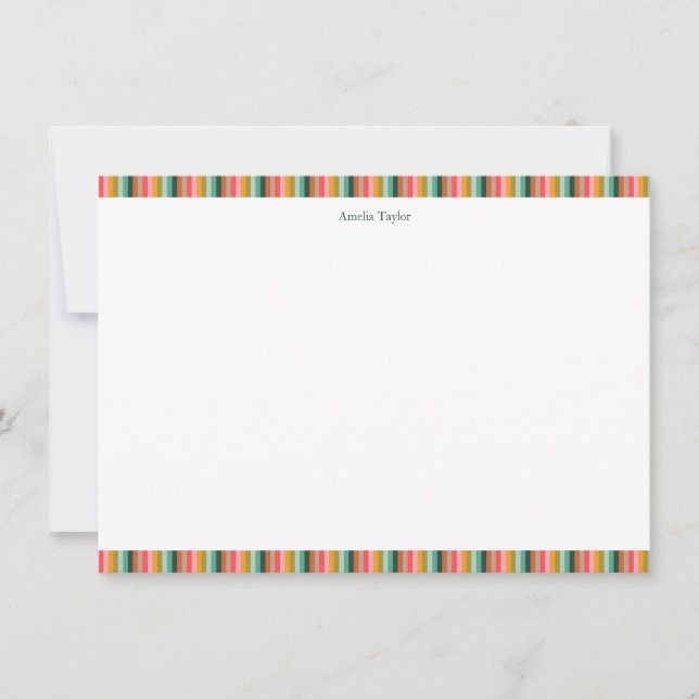 Carte De Remerciements Cute Striped Personalized Stationery Name Holiday (Devant)