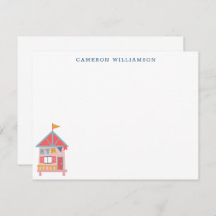 Carte De Remerciements Cute Summer Beach Hut Stationery personnalisée