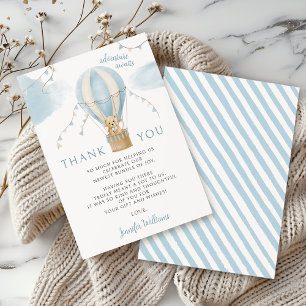 Carte De Remerciements Cute Teddy Bear Air Balloon baby boy shower