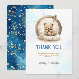 Carte De Remerciements Cute Teddy Bear Baby Boy Douche