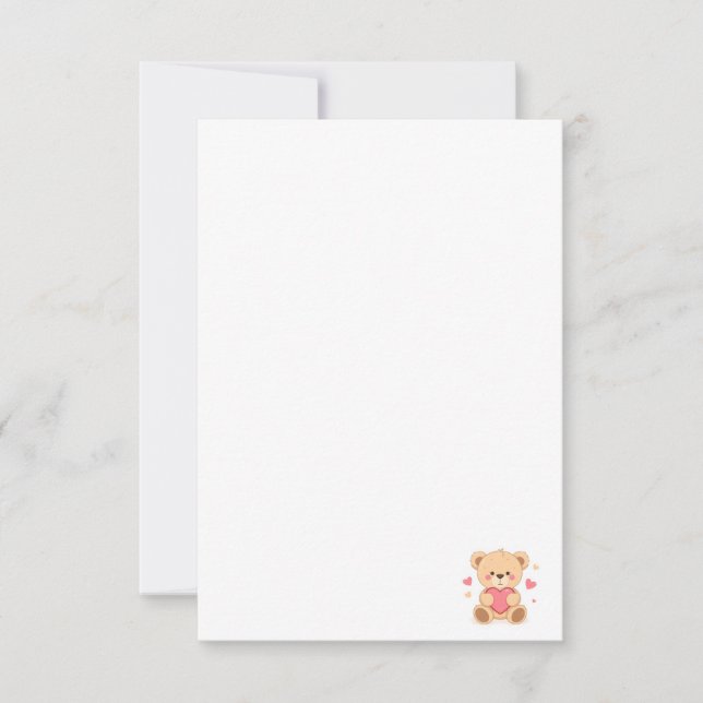 Carte De Remerciements Cute Teddy Bear Holding Heart – Valentine Love Ill (Devant)