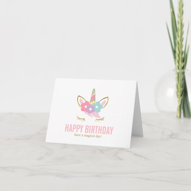 Carte De Remerciements Cute Unicorn Joyeux Anniversaire (Devant)