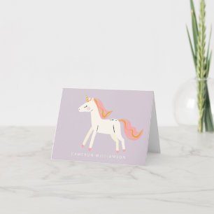 Carte De Remerciements Cute Unicorn Rose Lilac Papier à lettres personnal
