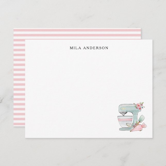 Carte De Remerciements Cute watercolor Cake Mixer Flat  (Devant / Derrière)