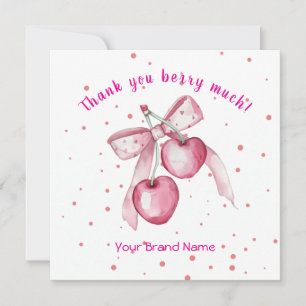 Carte De Remerciements Cute Watercolor pinkberries BusinessThank You Card