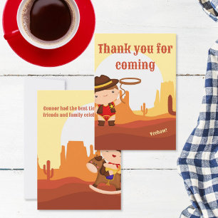 Carte De Remerciements Cute Western Cowboy 1er rodéo Age 1 anniversaire