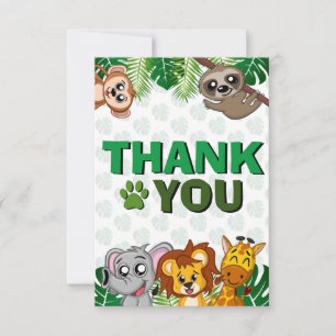 Carte De Remerciements Cute Wild One Jungle Safari Animaux premier annive