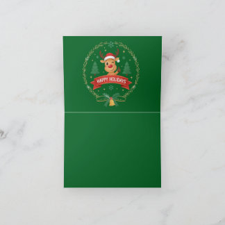 Carte De Remerciements Cute Winking Reindeer Happy Holidays Christmas Car