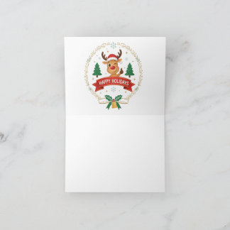 Carte De Remerciements Cute Winking Reindeer Happy Holidays Christmas Car