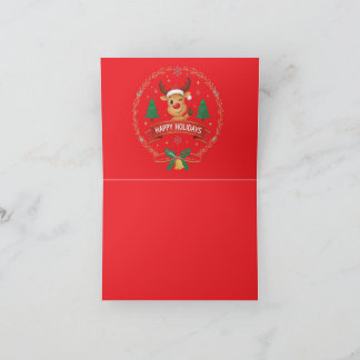 Carte De Remerciements Cute Winking Reindeer Happy Holidays Christmas Car