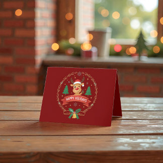 Carte De Remerciements Cute Winking Reindeer Happy Holidays Christmas Car