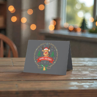 Carte De Remerciements Cute Winking Reindeer Happy Holidays Christmas Car