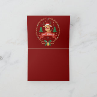 Carte De Remerciements Cute Winking Reindeer Happy Holidays Christmas Car