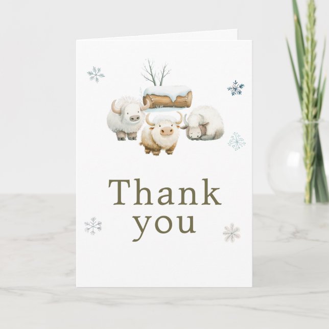 Carte De Remerciements Cute Winter Arctic Cow Birthday  (Devant)