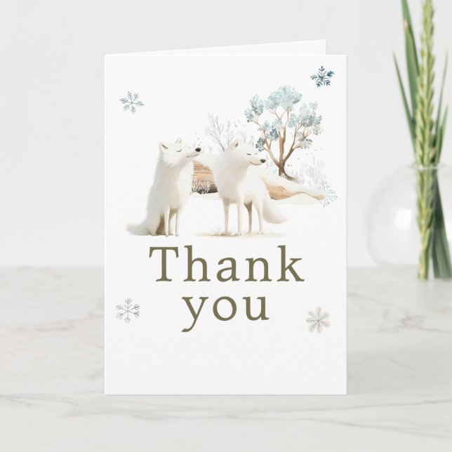 Carte De Remerciements Cute Winter Arctic Wolf Birthday Party (Devant)
