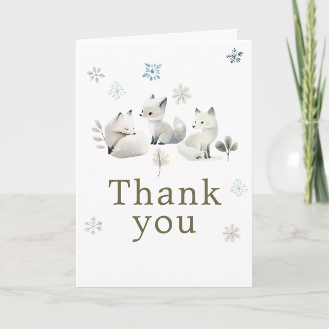Carte De Remerciements Cute Winter Arctic Wolf Birthday Party (Devant)