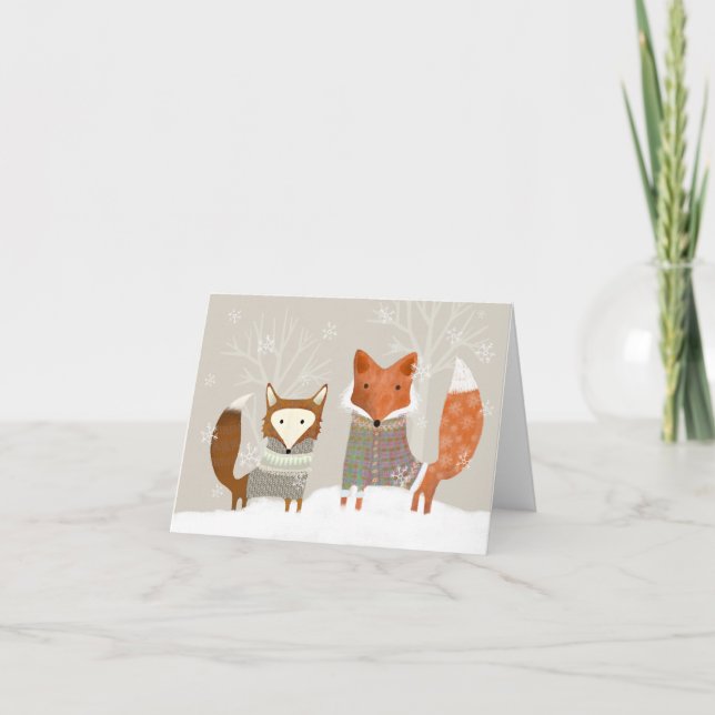 Carte De Remerciements Cute Winter Wonderland Fox Holiday Greeting Card (Devant)