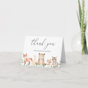 Carte De Remerciements Cute Woodland Animaux Baby showers neutres selon l