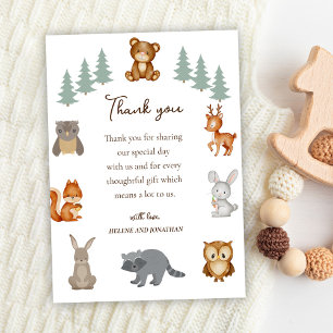 Carte De Remerciements Cute Woodland Animaux Baby showers neutres selon l