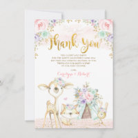 Cute Woodland Animaux Mint Rose Gold Floral
