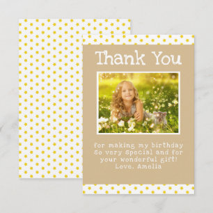 Carte De Remerciements Cute Yellow Star Motif fille photo Anniversaire