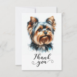 Carte De Remerciements Cute Yorkshire Terrier Yorkie Illustration Art