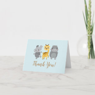 Carte De Remerciements Cute Zoo Baby Animaux Baby shower