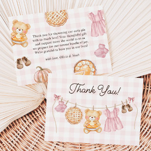 Carte De Remerciements Cutie Pie Rose Automne Teddy ours Baby shower fill
