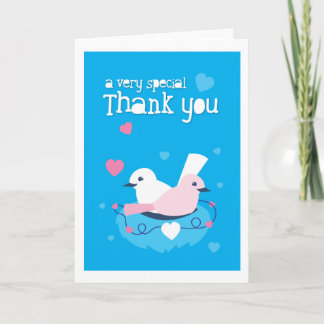 Carte De Remerciements cuve blue birds love very special thank you!
