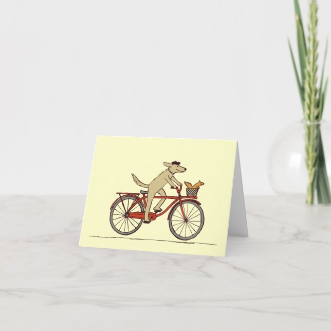 Carte De Remerciements Cycling Dog with Squirrél Friend - Fun Animal Art (Devant)