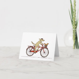Carte De Remerciements Cycling Dog with Squirrél Friend - Fun Animal Art