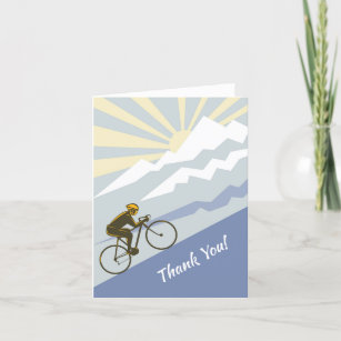 Carte De Remerciements Cycliste faisant du vélo vers le haut du vélo de