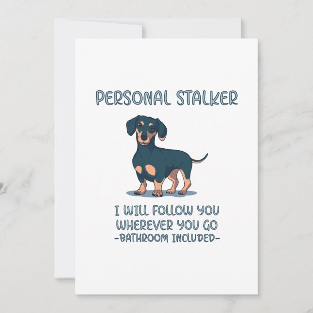 Carte De Remerciements Dachshund Personal Stalker (Devant)