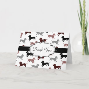 Carte De Remerciements Dachshunds en Damask Motif mignon