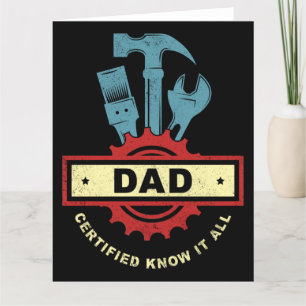 Carte De Remerciements DAD : Certifié Know It All Vintage Homme-Handyman
