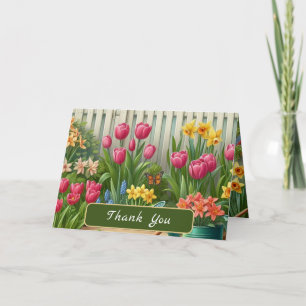 Carte De Remerciements Daffodiles de tulipes à fleurs de printemps