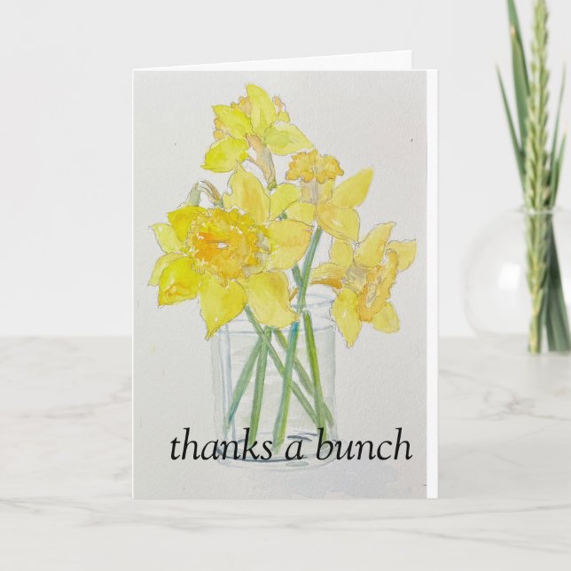 Carte De Remerciements Daffodiles fraîches cuites jaune ressort aquarelle (Devant)