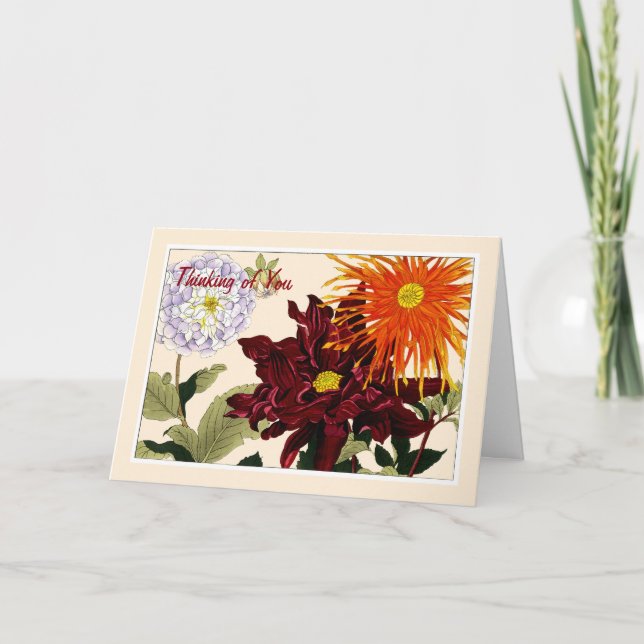 Carte De Remerciements Dahlia, Botanical Note Card - Salutation Personnal (Devant)