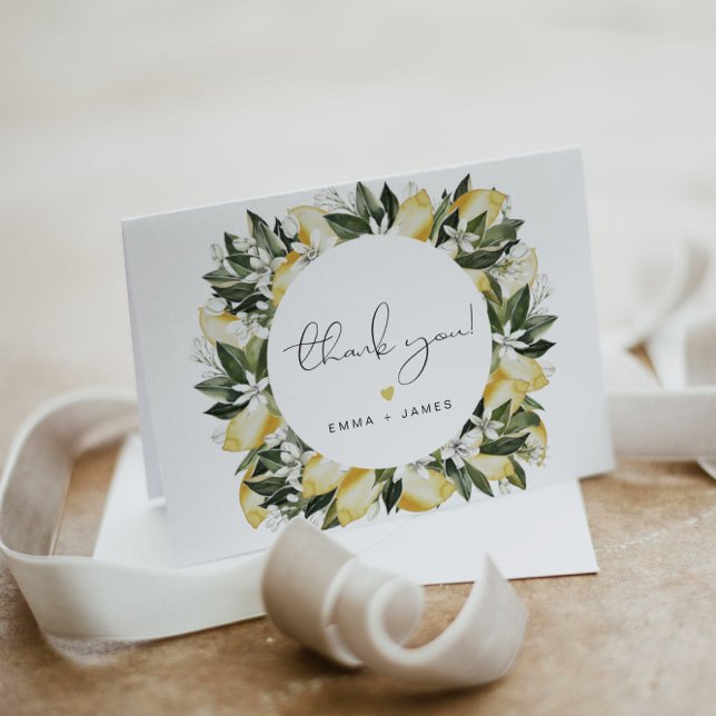 Carte De Remerciements DAHLIA Lemon Citrus Fruit Jardin d'été Floral (Créateur téléchargé)